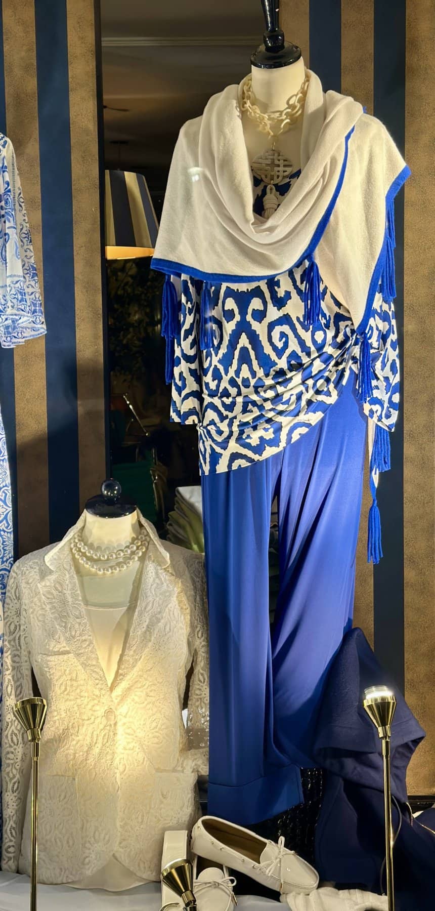 Kobalt Met Wit Print Shirt