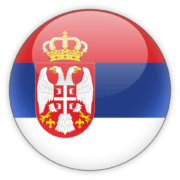 Circular graphic displaying the flag of Serbia, symbolizing services for Serbian visa information provided by Visa Envoy.