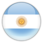 A round icon depicting the flag of Argentina with light blue and white stripes and a yellow sun with a face in the center, representing the country of Argentina.