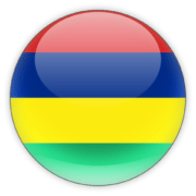 A circular icon with horizontal stripes in the colors red, blue, yellow, and green, possibly representing a flag or a graphic symbol for a country or organization.