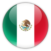 A digital icon representing the flag of Mexico, with a central emblem of an eagle on a cactus with a snake in its beak, set against vertical bands of green, white, and red.